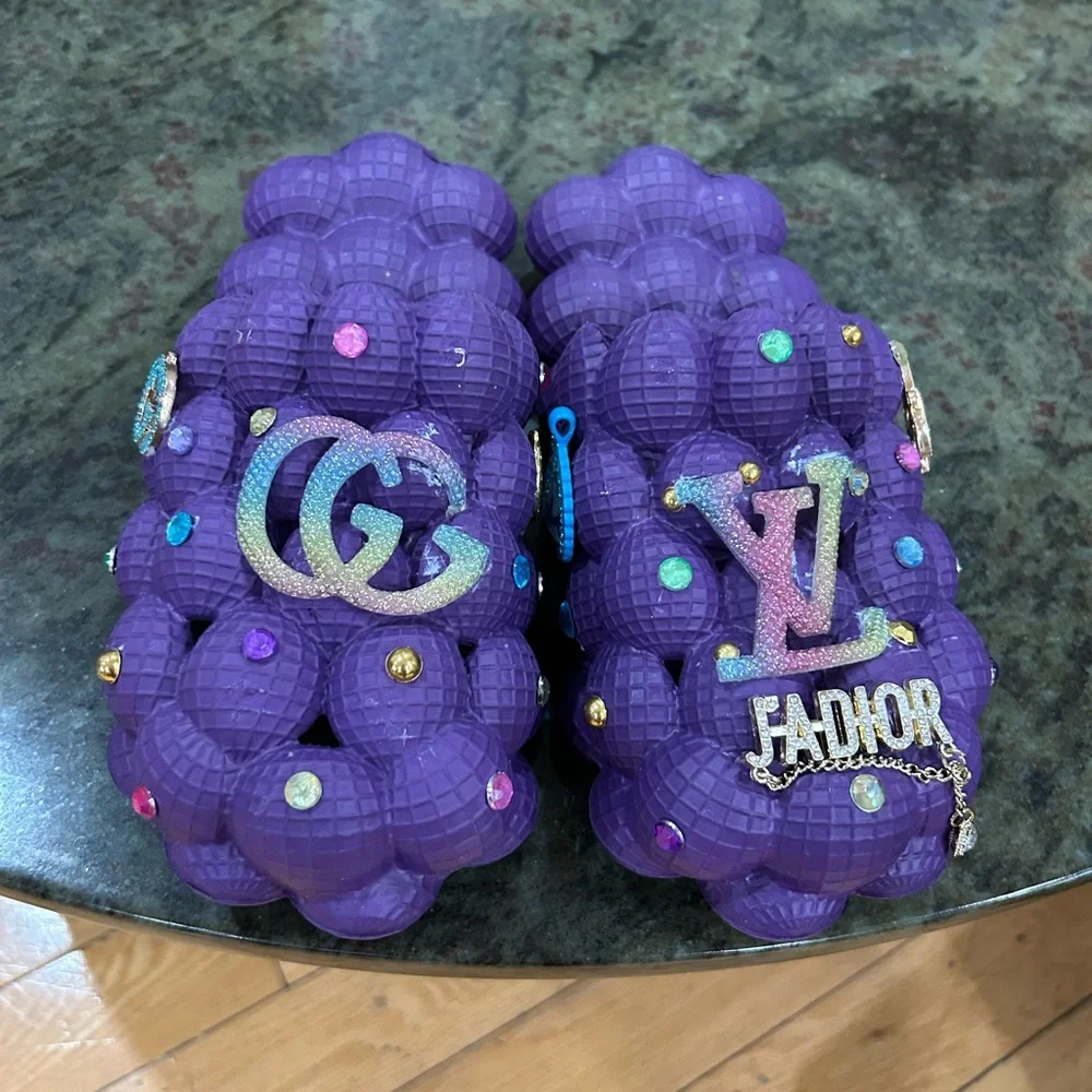 Purple Bubble Slides with Decorative Charms - Picture 6 of 7